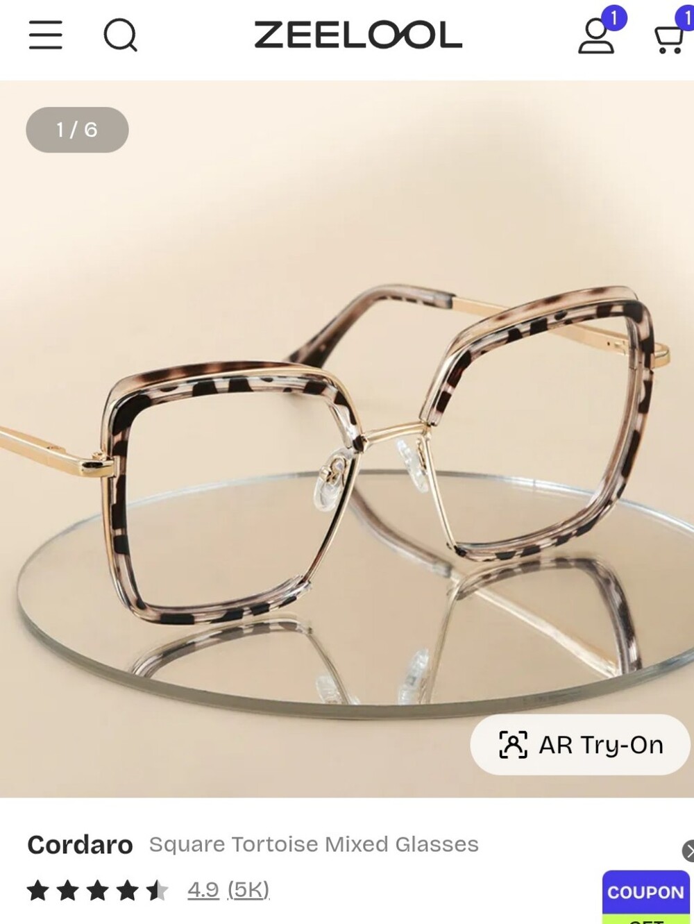 Square Tortoise Mixed Glasses - Tortoise